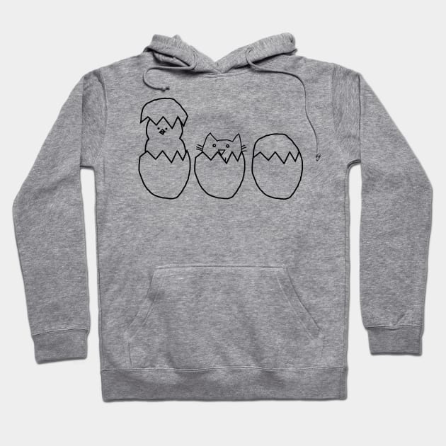 Easter Eggs Cat among the Chickens Outline Hoodie by ellenhenryart